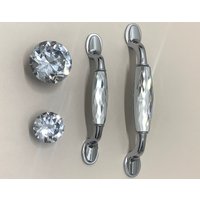 3.75" 5" Klare Glas Kristall Kommode Griff Pull Silber Chrom Schublade Knauf Küche Schrankschrank Schrank Garderobe Tür Pull Bling 96 128mm von CozyChiccc