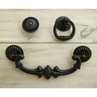 5" Antik Schwarz Tropfen Ring Kommode Pull Schublade Griff Schrank Türknopf Möbelgriff Vintage Stil Knauf 128mm von CozyChiccc