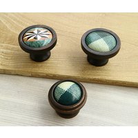 Grün Karierten Schublade Griff Griffe Keramik Kommode Rot Weiß Schwarz Porzellan Schrank Möbelgriff Öl Eingerieben Bronze von CozyChiccc