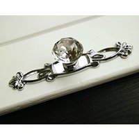 Silber Chrom Möbelknopf Kristall Glas Schublade Griff Garderobe Ziehen Küchenschrank Tür Zierknopf Rückenplatte von CozyChiccc