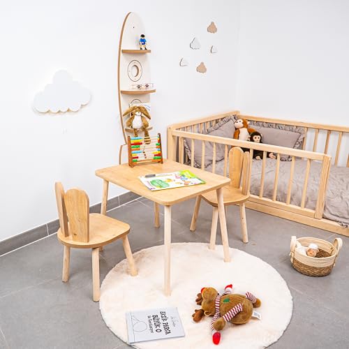COZYCOLLECTIONS Montessori Kindertisch mit 2 Stühlen aus Holz – Kinder Tisch & Stuhl Set für Spiel, Malen & Essen – CE-Zertifiziert, robust & sicher, Kinderzimmer Möbel für Kleinkinder (1, Rabbit) COZYCOLLECTIONS Montessori Kindertisch mit 2 Stühlen aus Holz – Kinder Tisch & Stuhl Set für Spiel, Malen & Essen – CE-Zertifiziert, robust & sicher, Kinderzimmer Möbel für Kleinkinder (1, Rabbit) von CozyCollectiions
