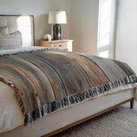 Premium Woven Decke 100% Reine Baumwolle Verwitterte Holzbretter Braun Grau Beige Luxuriöse Sofa Werfen Fransen Kanten Cottagecore Akzent Premium Woven Decke 100% Reine Baumwolle Verwitterte Holzbretter Braun Grau Beige Luxuriöse Sofa Werfen Fransen Kanten Cottagecore Akzent von CozyCushionCove