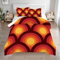 70S Retro Schnuffeltuch Queen Size Mikrofaser Bettwäsche Mit Kreismuster 70S Retro Schnuffeltuch Queen Size Mikrofaser Bettwäsche Mit Kreismuster von CozyCushionCove