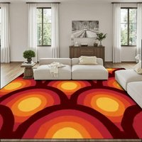 Retro 70S Hippie Blumenteppich Rutschfestes Plüsch-Polyester, 365 X 274 cm von CozyCushionCove