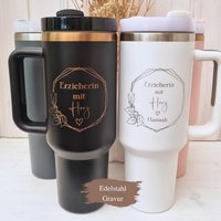 Abschiedsgeschenk Erzieherin Thermobecher Personalisiert, Erzieherin Geschenk 40Oz Tumbler Cup, Tasse Erzieher Mit Herz Danke Abschied Becher von CozyDaysDesign