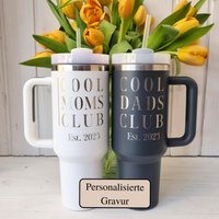 Geschenk Mama Papa Personalisiert Thermobecher Kaffeebecher Eltern Zur Geburt Werdende Becher To Go Schwester Freundin Tasse von CozyDaysDesign