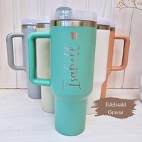 Geschenk Personalisiert Thermobecher, Mit Griff & Name Nachhaltiger Edelstahl 40Oz Tumbler, Trinkbecher Graviert, Wiederverwendbarer Becher von CozyDaysDesign