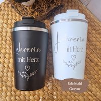 Lehrerin Mit Herz Geschenk Thermobecher, Personalisiertes Abschiedsgeschenk Lehrer Kaffeebecher, Geschenke Von Klasse Für Schullehrer Becher von CozyDaysDesign