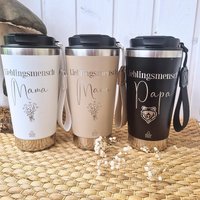 Lieblingsmensch Personalisierter Thermobecher, Geschenk Gravierter Mama Papa Kaffeebecher, Herzensmensch Geschenke Coffee To Go Trink Becher von CozyDaysDesign