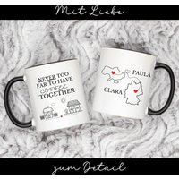 Personalisierte Tasse Für Freundin Fernbeziehung Geschenk Schwester Fernweh Partner Auf Distanz Ländertasse Liebe Entfernung von CozyDaysDesign