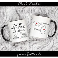 Personalisierte Tasse Für Freundin Fernbeziehung Geschenk Schwester Fernweh Partner Auf Distanz Ländertasse Liebe Entfernung von CozyDaysDesign