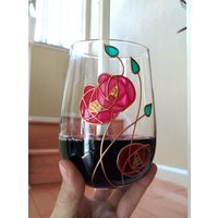 Art Deco Poppies Stemless Kelch Handgemalte Gläser Geschenk Für Ihn Sie Kapazität 20 Oz Glaswaren Rote Mohnblumen Jubiläum Kelche von CozyHome1