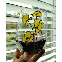 Gelbe Mohnblumen Handgemaltes Glas Geschenk Für Sie Kapazität 20 Unzen Glaswaren Trinkgläser Weingläser Jubiläum Kelch von CozyHome1