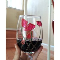 Rote Mohnblumen Stemless Becher Handgemalte Gläser Geschenk Für Sie Kapazität 20 Unzen Glaswaren Trinkgläser Weingläser Jubiläumsbecher von CozyHome1