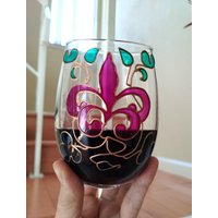 Handbemalter Becher Ohne Stiel Lotus Art Deco Glas | 340 Ml von CozyHome1
