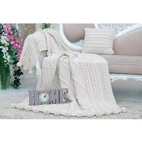 Warme Zopfmusterdecke, Handgestrickte Decke Mit Pompons, Grob Gestrickter Überwurf von CozyHomeDG