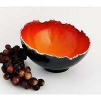 Handgemachte Große Keramikschale Rote Obstschale Orange Moderne von CozyHomeIdeas