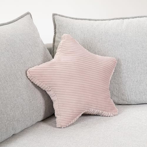 Sternkissen Cord Rosa Deko-Kissen Breitcord Kuschelkissen Stern Öko-Tex 100 Zertifiziert und 40°C waschbar - Sternenkissen für Sofa, Wohnzimmer oder Kinder-Zimmer - 38x38x14 cm von CozyKing