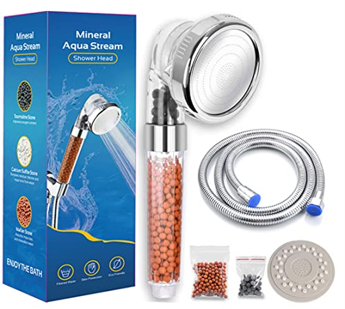 Duschkopf mit Schlauch 2M, Wassersparend Duschbrause mit Mineralsteinen Ionen Handbrause Druckerhöhung Shower Head Duschköpfe, Brausekopf Dusche 3 Strahlarten mit Kalkfilter Duschkopf mit Schlauch 2M, Wassersparend Duschbrause mit Mineralsteinen Ionen Handbrause Druckerhöhung Shower Head Duschköpfe, Brausekopf Dusche 3 Strahlarten mit Kalkfilter von CozyLife