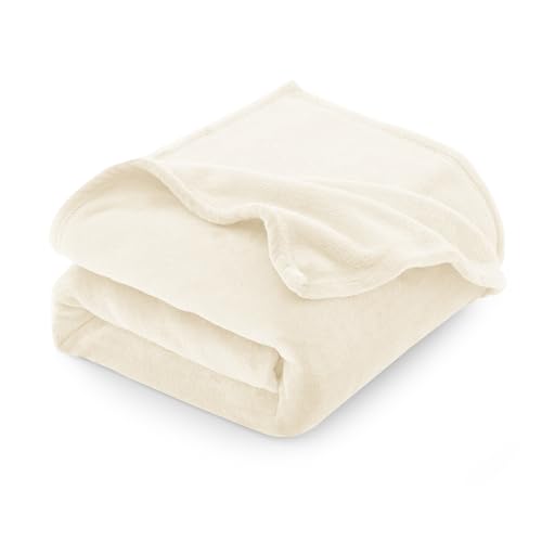 CozyLux Kuscheldecke Flauschig Decke Sofa 130x150 cm für 4 Jahreszeiten - Weich/Warm/Leicht Sofadecke Wohndecke Couchdecke für Sofa/Couch/Bett, Flanell Fleecedecke 150x130 cm Creme von CozyLux