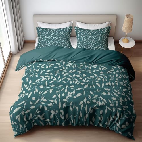 Bettwäsche Set 240 x 220 cm Böhmischer Stil Blätter Bettbezug 3 teilig Weich Microfaser Bettwaren, Blaugrün Bettwäsche-Set für Kinder Teenager Erwachsener ReißVerschluss Mit 2 Kissenbezug 80x80 cm Bettwäsche Set 240 x 220 cm Böhmischer Stil Blätter Bettbezug 3 teilig Weich Microfaser Bettwaren, Blaugrün Bettwäsche-Set für Kinder Teenager Erwachsener ReißVerschluss Mit 2 Kissenbezug 80x80 cm von CozyRest