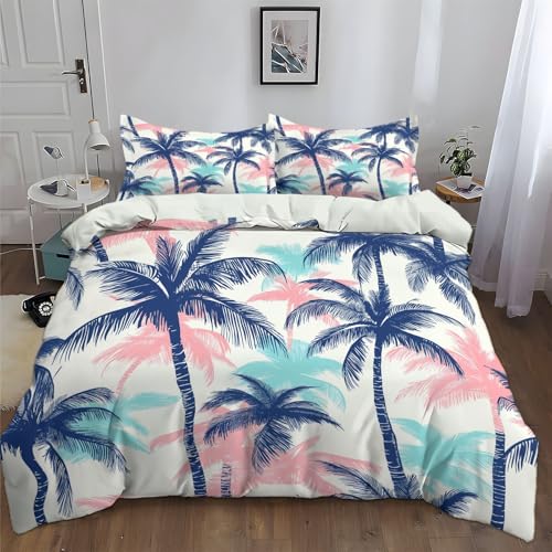 CozyRest 3 teilig Bettwäsche-Sets 240 x 220 cm Weiß - Bettbezug mit Tropische Palmen Muster, Mikrofaser mit Reißverschluss Atmungsaktiv Weich und Bügelfrei, Kissenbezug 80x80 cm CozyRest 3 teilig Bettwäsche-Sets 240 x 220 cm Weiß - Bettbezug mit Tropische Palmen Muster, Mikrofaser mit Reißverschluss Atmungsaktiv Weich und Bügelfrei, Kissenbezug 80x80 cm von CozyRest