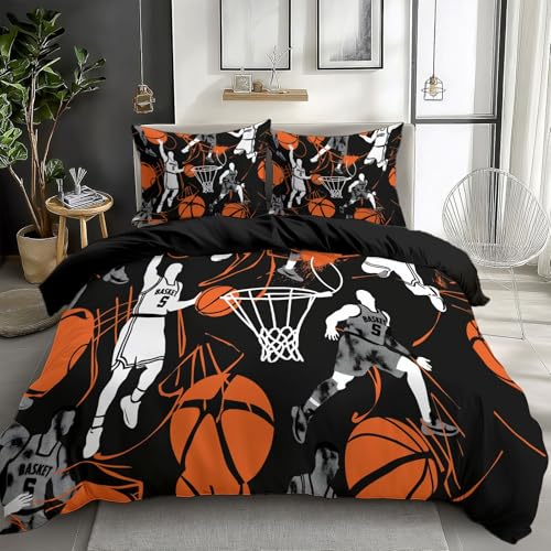 CozyRest Bettwäsche 100 x 135 cm 2teilig Schwarz Bettbezüge Set mit Basketballspieler Muster, Bettwäsche-Sets aus Mikrofaser mit Reißverschluss Weich und Bügelfrei CozyRest Bettwäsche 100 x 135 cm 2teilig Schwarz Bettbezüge Set mit Basketballspieler Muster, Bettwäsche-Sets aus Mikrofaser mit Reißverschluss Weich und Bügelfrei von CozyRest