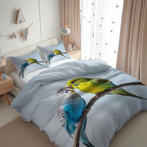 CozyRest Bettwäsche 135 x 200 cm Bettbezug Set 3 Teilig mit 2 Kissenbezügen, Muster Blaugrüner Wellensittich Wende Hellblau Bettwäsche für Teenager Kinder, aus Weiche Mikrofaser mit Reißverschluss CozyRest Bettwäsche 135 x 200 cm Bettbezug Set 3 Teilig mit 2 Kissenbezügen, Muster Blaugrüner Wellensittich Wende Hellblau Bettwäsche für Teenager Kinder, aus Weiche Mikrofaser mit Reißverschluss von CozyRest