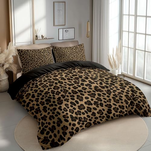 CozyRest Bettwäsche 135 x 200 cm Bettbezug Set 3 Teilig mit 2 Kissenbezügen, Muster Leopard Gepard Braun Wende Bettwäsche für Teenager Kinder, aus Weiche Mikrofaser mit Reißverschluss CozyRest Bettwäsche 135 x 200 cm Bettbezug Set 3 Teilig mit 2 Kissenbezügen, Muster Leopard Gepard Braun Wende Bettwäsche für Teenager Kinder, aus Weiche Mikrofaser mit Reißverschluss von CozyRest