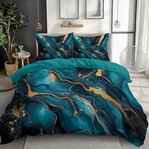 CozyRest Bettwäsche 155 x 220 cm Türkis Bettwäsche Set Blauer und Goldener Marmor Muster Mikrofaser Wendebettwäsche Bettbezug Set Dreiteilig Gedruckt für Erwachsene Teenager CozyRest Bettwäsche 155 x 220 cm Türkis Bettwäsche Set Blauer und Goldener Marmor Muster Mikrofaser Wendebettwäsche Bettbezug Set Dreiteilig Gedruckt für Erwachsene Teenager von CozyRest