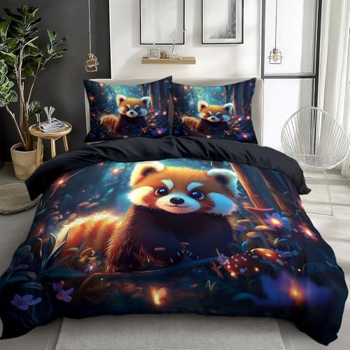 CozyRest Bettwäsche Bettbezug 135 x 200 cm 3 teilig Niedlicher roter Panda Leuchtende Pilze Bettwäsche-Sets Mikrofaser Bettbezug mit Kissenbezug 80x80cm Atmungsaktiv Weich CozyRest Bettwäsche Bettbezug 135 x 200 cm 3 teilig Niedlicher roter Panda Leuchtende Pilze Bettwäsche-Sets Mikrofaser Bettbezug mit Kissenbezug 80x80cm Atmungsaktiv Weich von CozyRest