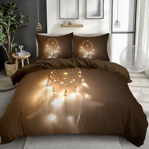 CozyRest Bettwäsche Bettbezug 135 x 200 cm 3 teilig Traummacher Braun Bettwäsche-Sets Mikrofaser Bettbezug mit Kissenbezug 80x80cm Atmungsaktiv Weich von CozyRest