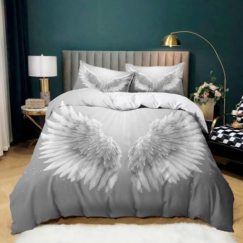 CozyRest Bettwäsche Set 135x200 cm Engelsflügel Bettbezug Set Weiche Microfaser Deckenbezug mit Reißverschluss und 2 Kissenbezug 80x80cm CozyRest Bettwäsche Set 135x200 cm Engelsflügel Bettbezug Set Weiche Microfaser Deckenbezug mit Reißverschluss und 2 Kissenbezug 80x80cm von CozyRest