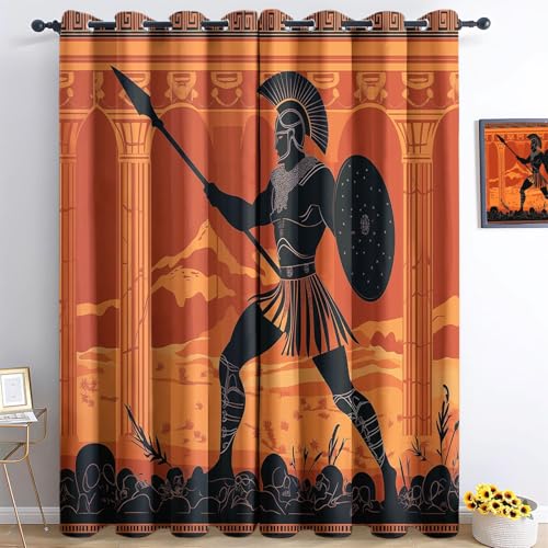 CozyRest Blickdichte Vorhänge mit Druck, Alte griechische Krieger Vorhänge Thermo Wanddekoration, Verdunkelungsvorhänge für Schlafzimmer, 260 x 140 cm x 2 Schiebevorhänge CozyRest Blickdichte Vorhänge mit Druck, Alte griechische Krieger Vorhänge Thermo Wanddekoration, Verdunkelungsvorhänge für Schlafzimmer, 260 x 140 cm x 2 Schiebevorhänge von CozyRest