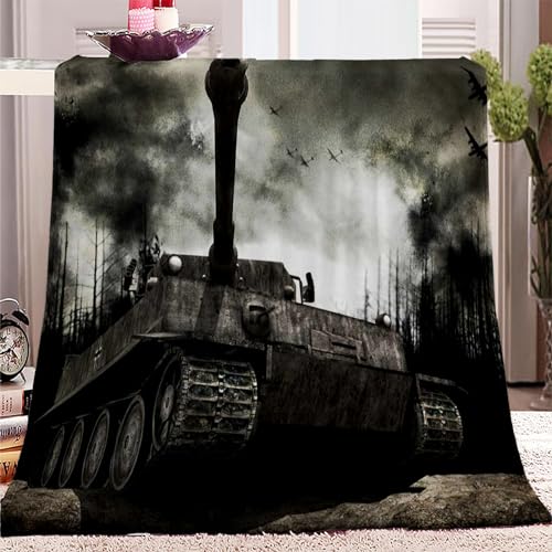 CozyRest Flanell Kuscheldecke 150 x 200 cm Grauer Panzer Muster Sherpa Decke Wohndecke Sofadecke Sofaüberwurf Tagesdecke für Bett und Sofa Flauschige Decke Geschenke für Jungs Mädchen von CozyRest