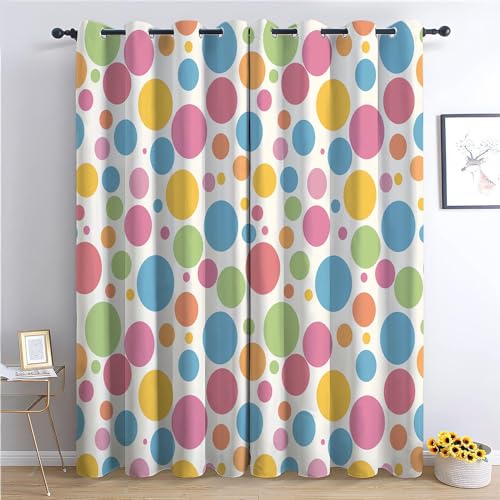 CozyRest Kinder Vorhänge Polka Dot Ösen Gardinen mit Blickdichte Thermo Vorhang Kälteschutz Blackout Curtain Kinderzimmer Schlafzimmer Ösenvorhang Bunte Punkte H 160 x B 70 cm CozyRest Kinder Vorhänge Polka Dot Ösen Gardinen mit Blickdichte Thermo Vorhang Kälteschutz Blackout Curtain Kinderzimmer Schlafzimmer Ösenvorhang Bunte Punkte H 160 x B 70 cm von CozyRest