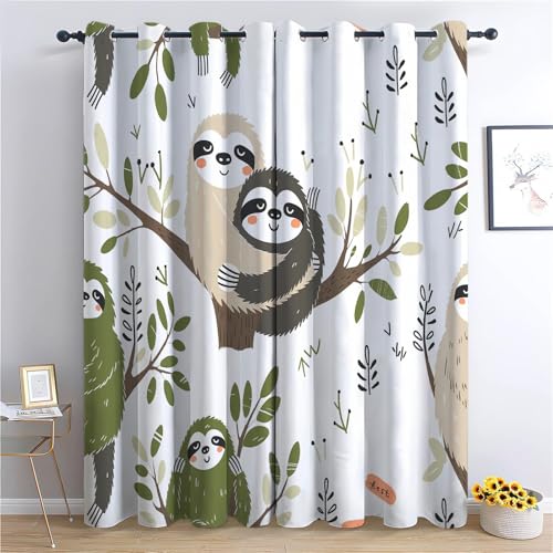 CozyRest Vorhang Blickdicht Thermovorhang Niedliche Faultiere Als Cartoon-Tiere Muster Gardinen Wohnzimmer Vorhänge Geräuschreduzierung Dekoration für Schlafzimmer Wohnzimmer Fenster 160 x 70 cm CozyRest Vorhang Blickdicht Thermovorhang Niedliche Faultiere Als Cartoon-Tiere Muster Gardinen Wohnzimmer Vorhänge Geräuschreduzierung Dekoration für Schlafzimmer Wohnzimmer Fenster 160 x 70 cm von CozyRest