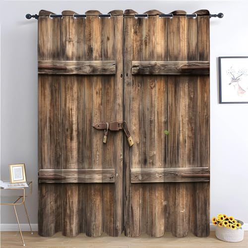 CozyRest Vorhang Blickdicht ösen 2er Set Alte hölzerne Scheunentür Muster Gardine Lichtundurchlässig Fenstervorhang Wohnzimmer Landhausstil Vorhänge Größe: H160 x B70cm CozyRest Vorhang Blickdicht ösen 2er Set Alte hölzerne Scheunentür Muster Gardine Lichtundurchlässig Fenstervorhang Wohnzimmer Landhausstil Vorhänge Größe: H160 x B70cm von CozyRest