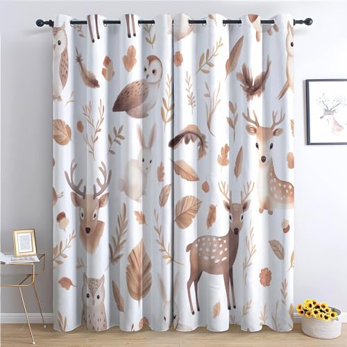 CozyRest Vorhang Blickdicht ösen 2er Set Aquarell Waldtiere Muster Gardine Lichtundurchlässig Fenstervorhang Wohnzimmer Bohemian-Stil Vorhänge Größe: H 214 x B 91.5 cm CozyRest Vorhang Blickdicht ösen 2er Set Aquarell Waldtiere Muster Gardine Lichtundurchlässig Fenstervorhang Wohnzimmer Bohemian-Stil Vorhänge Größe: H 214 x B 91.5 cm von CozyRest