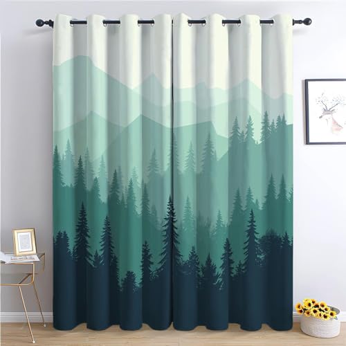 CozyRest Vorhang Blickdicht ösen 2er Set Kiefern Berge Muster Gardine Lichtundurchlässig Fenstervorhang Wohnzimmer Vorhänge Größe: H 215 x B 110 cm CozyRest Vorhang Blickdicht ösen 2er Set Kiefern Berge Muster Gardine Lichtundurchlässig Fenstervorhang Wohnzimmer Vorhänge Größe: H 215 x B 110 cm von CozyRest