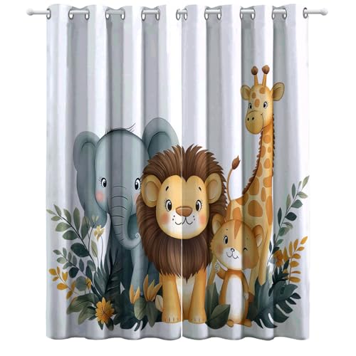 CozyRest Wohnzimmer Vorhänge Löwen Elefanten Tiger Cartoon-Stil Ösen Gardinen mit Blickdichte Thermo Vorhang UV-Schutz Blackout Curtain Kinderzimmer Schlafzimmer Ösenvorhang H160 x B70 cm CozyRest Wohnzimmer Vorhänge Löwen Elefanten Tiger Cartoon-Stil Ösen Gardinen mit Blickdichte Thermo Vorhang UV-Schutz Blackout Curtain Kinderzimmer Schlafzimmer Ösenvorhang H160 x B70 cm von CozyRest