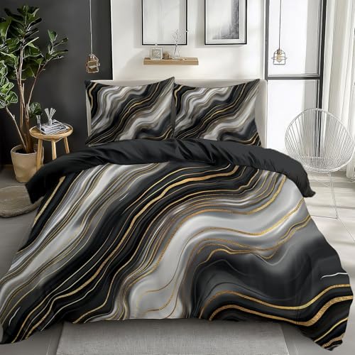 Schwarz Bettwäsche Set Mikrofaser, Superweich & Atmungsaktiv, Luxuriöser nordischer Stil Bettbezug für Kindbett, Pflegeleicht, für Allergiker, Ganzjahres geeignet, mit Reißverschluss 100 x 135 cm von CozyRest