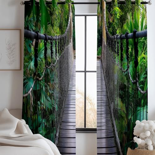Verdunkelungsvorhänge Mit Ösen, 230 x 117 cm Tal-Hängebrücke Vorhang, Blickdicht, Wärmeisolierend, Vorhang, UV-Schutz Urwald lichtundurchlässige Vorhänge für Kinderzimmer, Verdunkelung, 2Er Set Verdunkelungsvorhänge Mit Ösen, 230 x 117 cm Tal-Hängebrücke Vorhang, Blickdicht, Wärmeisolierend, Vorhang, UV-Schutz Urwald lichtundurchlässige Vorhänge für Kinderzimmer, Verdunkelung, 2Er Set von CozyRest