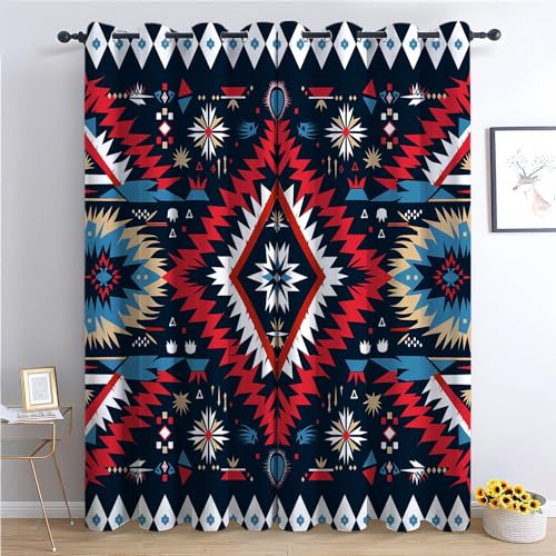 Verdunklungsvorhänge Gardinen mit Ösen Blickdichte Vorhänge Lärmschutzvorhang für Kinderzimmer Gardinen mit Farbenfrohes traditionelles indisches Motiv Muster, 160 x 70 cm, Aztekische Kunst 2er Set Verdunklungsvorhänge Gardinen mit Ösen Blickdichte Vorhänge Lärmschutzvorhang für Kinderzimmer Gardinen mit Farbenfrohes traditionelles indisches Motiv Muster, 160 x 70 cm, Aztekische Kunst 2er Set von CozyRest