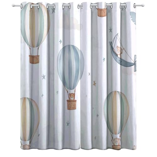 Verdunklungsvorhänge Gardinen mit Ösen Blickdichte Vorhänge Lärmschutzvorhang für Kinderzimmer Thermo Gardinen mit Aquarell Heißluftballon Muster, Weiß Schiebevorhänge Gesamtgröße: H214 x B183 cm Verdunklungsvorhänge Gardinen mit Ösen Blickdichte Vorhänge Lärmschutzvorhang für Kinderzimmer Thermo Gardinen mit Aquarell Heißluftballon Muster, Weiß Schiebevorhänge Gesamtgröße: H214 x B183 cm von CozyRest