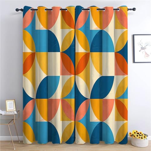 Vorhang Blickdicht Thermovorhang Orange-Blaue Und Gelbe Retro-Geometrie Muster Gardinen Wohnzimmer Vorhänge Geräuschreduzierung Dekoration für Wohnzimmer Fenster Collage-Geometrie 260 x 140 cm Vorhang Blickdicht Thermovorhang Orange-Blaue Und Gelbe Retro-Geometrie Muster Gardinen Wohnzimmer Vorhänge Geräuschreduzierung Dekoration für Wohnzimmer Fenster Collage-Geometrie 260 x 140 cm von CozyRest