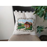 Vintage Gobelin Kissen, Wald Dekissen, Handgewebtes Sofakissen, Landhaus Handgenähtes Oma Farmhosue Geschenk von CozyWithGrandma