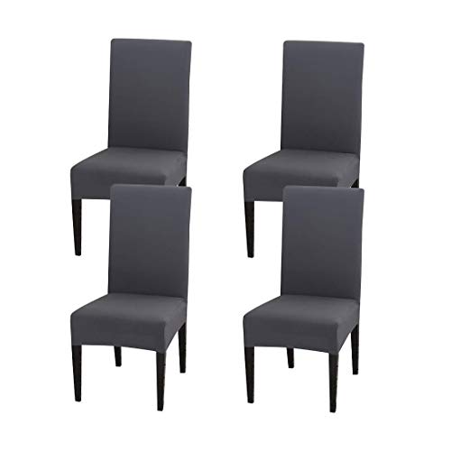 CozyZone Esszimmerstuhlbezüge, 4er-Set, Abnehmbarer, waschbarer Stuhlsitzschutz mit hoher Dehnung, Schonbezug für die Hochzeitszeremonie eines Zuhause-Party-Hotels|grau (4er Set)| von CozyZone