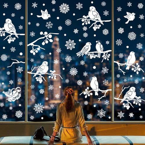 9 PCS Fensterbilder Weihnachten Fensteraufkleber Fensterbilder Weihnachten Selbstklebend Weiß Fensterdeko Weihnachten Wiederverwendbar PVC Schneeflocken Fensterdeko von Cozyan