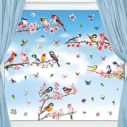 Fensterbilder Frühling Selbstklebend Fensterbilder Frühling Sommer Schmetterlinge Deko Fensterbilder Blumen Wiederverwendbar Fensterbilder Selbstklebend Frühling Deko Aufkleber von Cozyan
